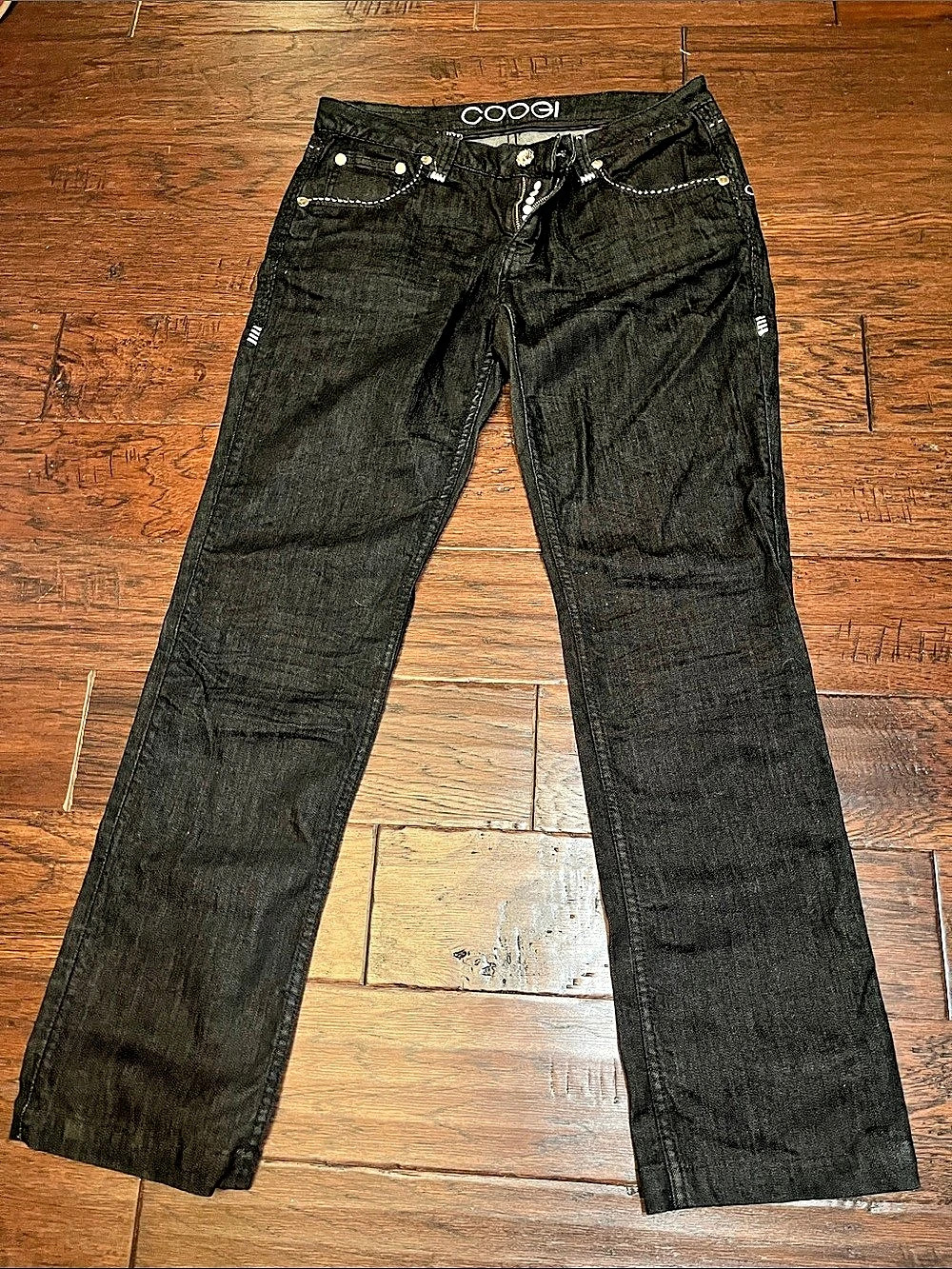Vintage COOGI Embroidered Y2K Black Denim Jeans Size 13/14